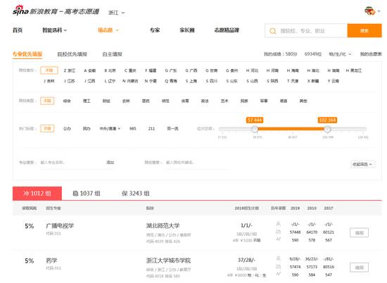 利用志愿通卡的智能填报功能系统可以推荐冲稳保院校