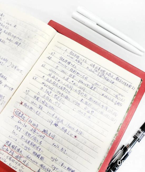 备战GRE考试时,冯菲的日常学习笔记