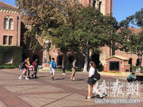 图为中国留学生最多的美国大学校园南加州大学校园。(美国《侨报》/王珂莹 摄)