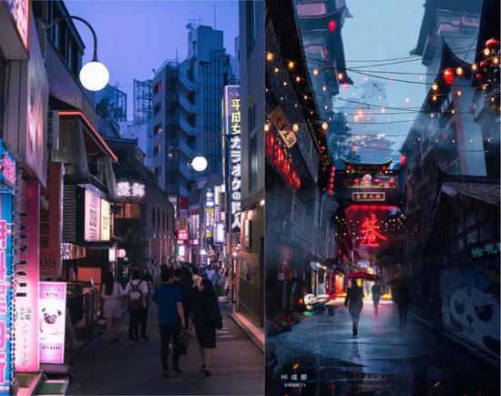 涩谷(左)成都(右)