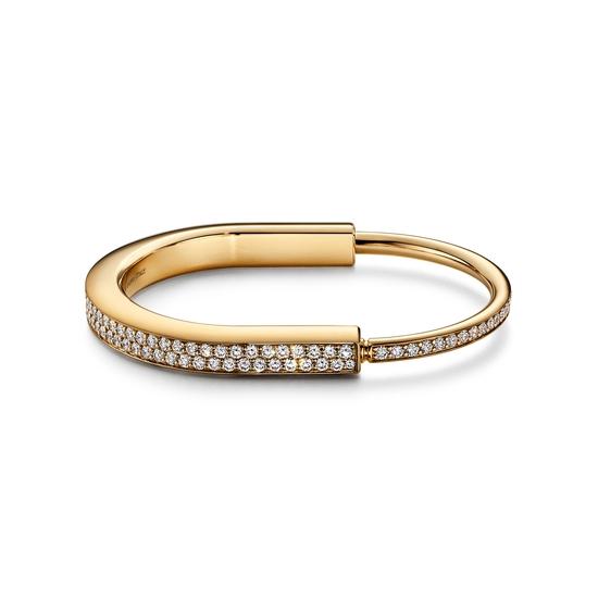Tiffany & Co. 蒂芙尼Lock系列18K黄金镶钻手镯