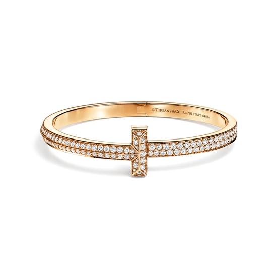 Tiffany & Co. 蒂芙尼T1系列18K黄金镶钻宽式手镯