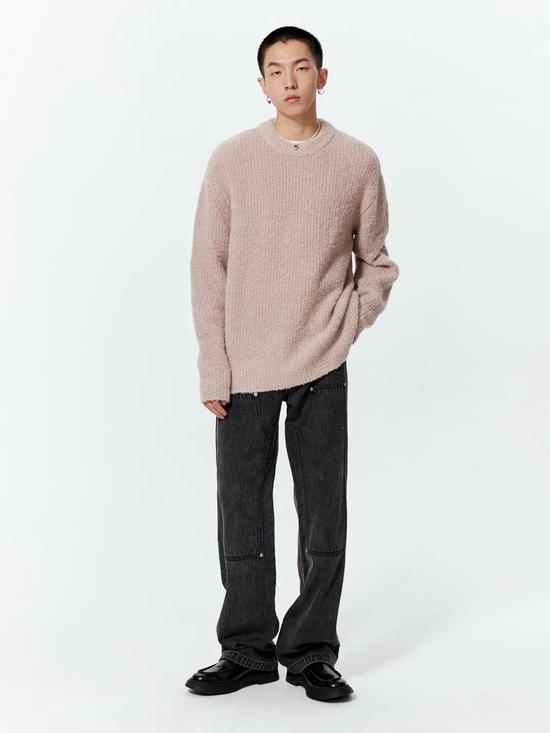 FERMENTEDSHIRT 脏脏粉&米白圈圈纱休闲宽松毛衣针织衫