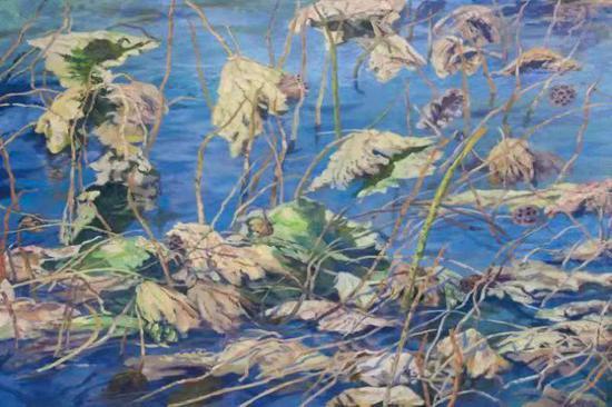 《秋荷残影》布面油画 2014年 900×650 孙亮