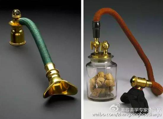 19世纪40年代的氯仿吸入器(左)和乙醚吸入器(右)