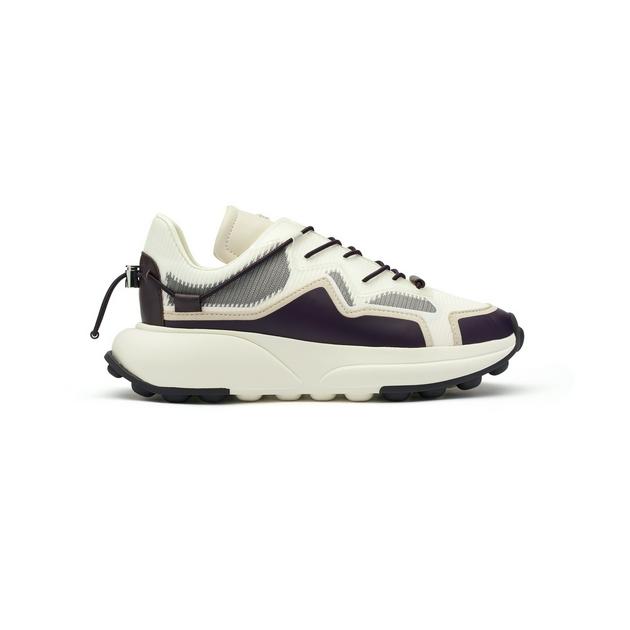 SW 1 SNEAKER白黑加仑紫织物磨砂皮运动鞋