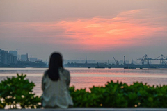 Sunset scenery at Haikou Bay