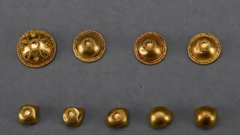 Gold ornaments unearthed in ancient tombs in China's Shaanxi
