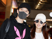 组图：付辛博紧牵爱妻赴巴厘岛完婚 颖儿素颜皮肤姣好小鸟依人