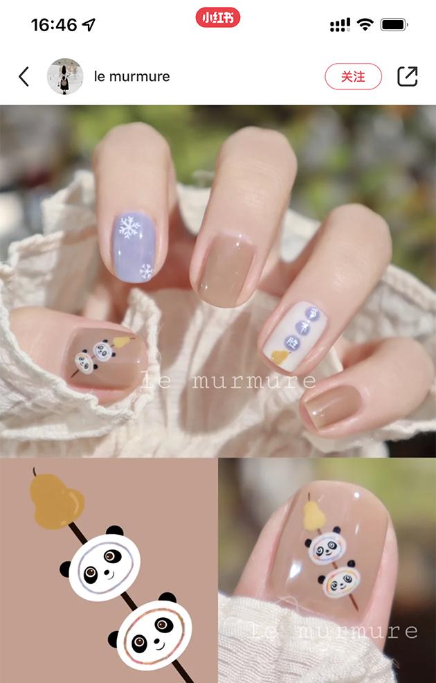 冰墩墩美甲 图片来源:@le murmure 小红书