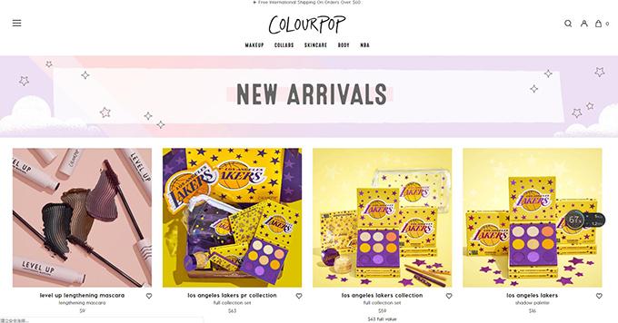 Colourpop NBA 联名系列官网截图