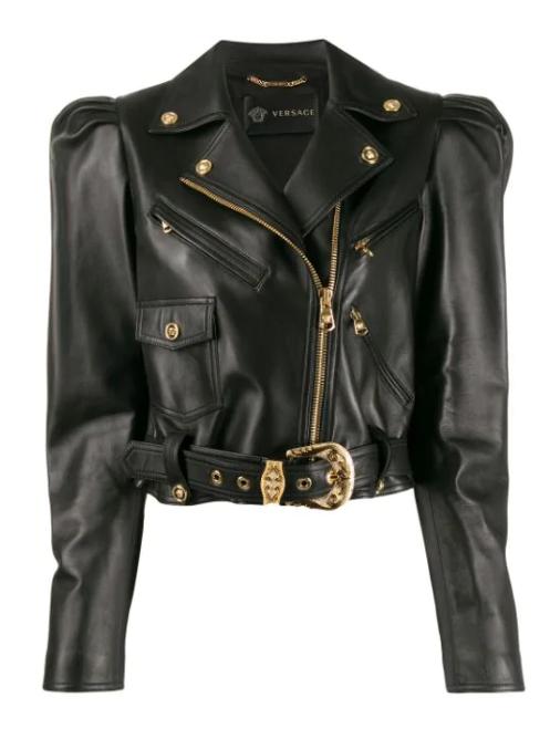 VERSACE 短款机车皮衣