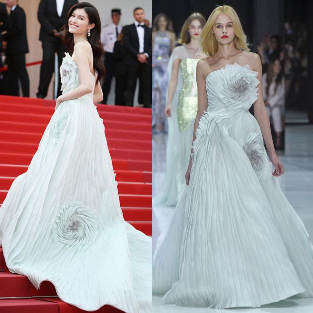 何穗身穿Ralph&Russo2018春夏高级定制系列礼服