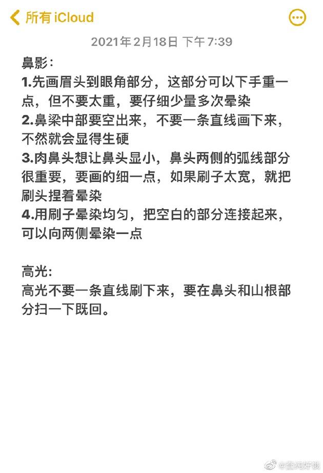 鼻影教程 图片来自 时尚博主@蠢纯好饿