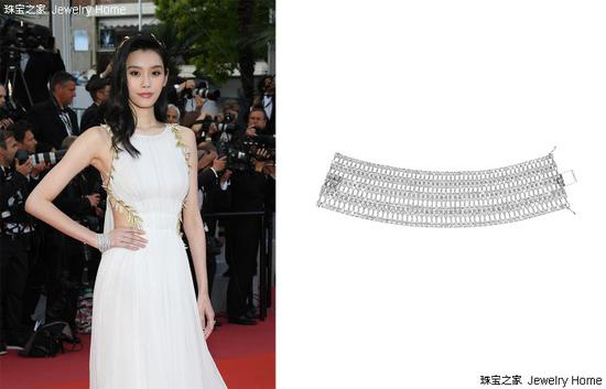 奚梦瑶佩戴Chopard萧邦高级珠宝系列手镯出席戛纳红毯
