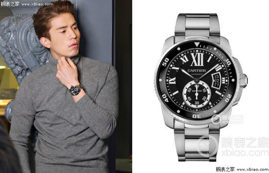 李栋旭佩戴卡地亚CALIBRE DE CARTIER 系列W7100057腕表