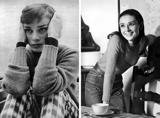 穿着设得兰羊毛毛衣的奥黛丽·赫本(Audrey Hepburn)