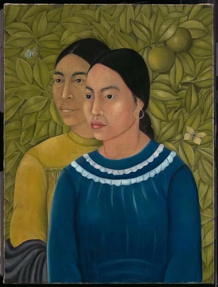 《两个女人(萨尔瓦多拉和赫尔米尼亚)》,弗里达·卡洛,墨西哥,1928年,布面油画
