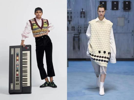 左:GANNI2021秋季成衣系列 右:Raf Simons 2021秋季成衣系列