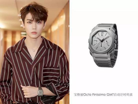 巴赛尔表展上演员林俊彦佩戴BVLGARI Octo Finissimo GMT自动计时码表