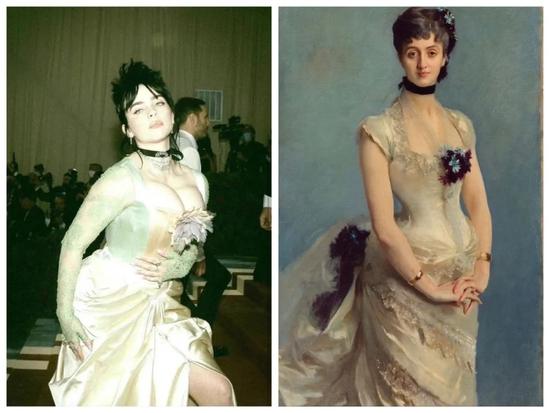 右:John Singer Sargent创作的肖像画《Madame Paul Poirson》