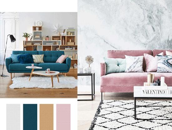 灰色、藏蓝、卡其或灰粉色都可以选择 图片源自m.laredoute.co.uk和essentialhome.eu