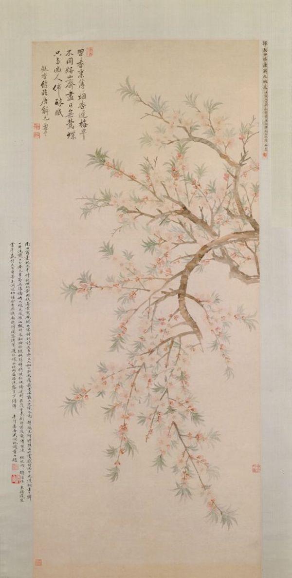 《桃花图》轴,清,恽寿平绘,纸本,设色,纵133厘米,横55.5厘米。故宫博物院藏。