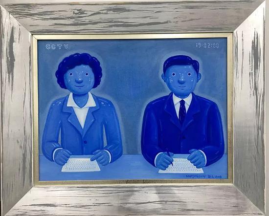 沈敬东 新闻联播 (News)布面油画 ,60×80cm ,2018