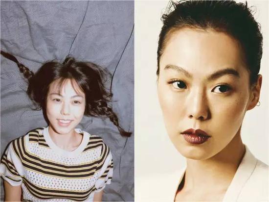 近乎素颜和上妆后的她