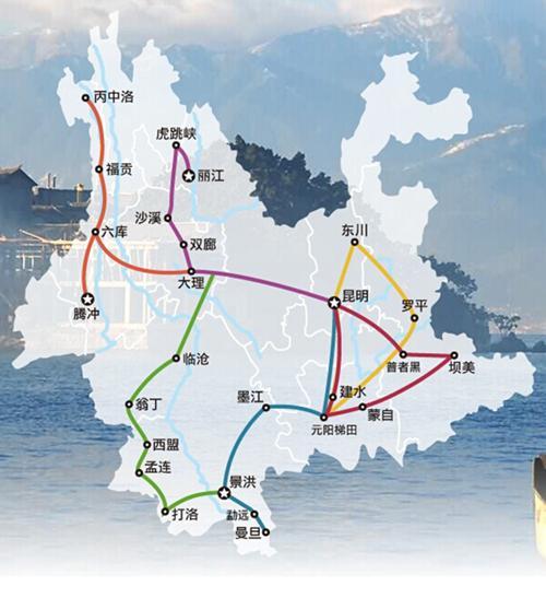 (云南部分城市景点分布,图片来源于网络)