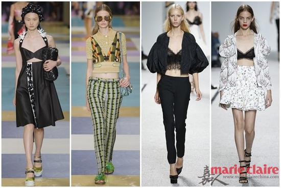 左一、左二:MIU MIU 2017春夏秀场;左三、左四:Giambattista Valli 2017春夏秀场