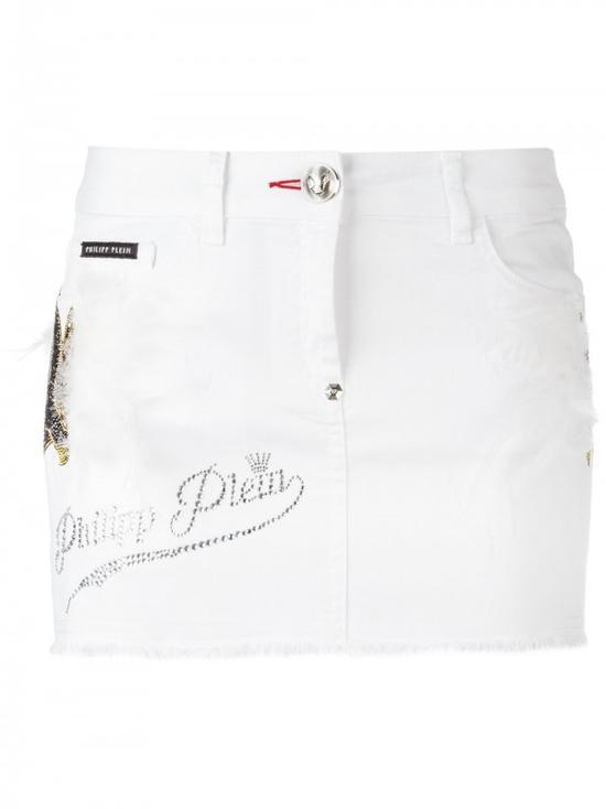 PHILIPP PLEIN水钻鹦鹉贴花迷你半身裙$1,331