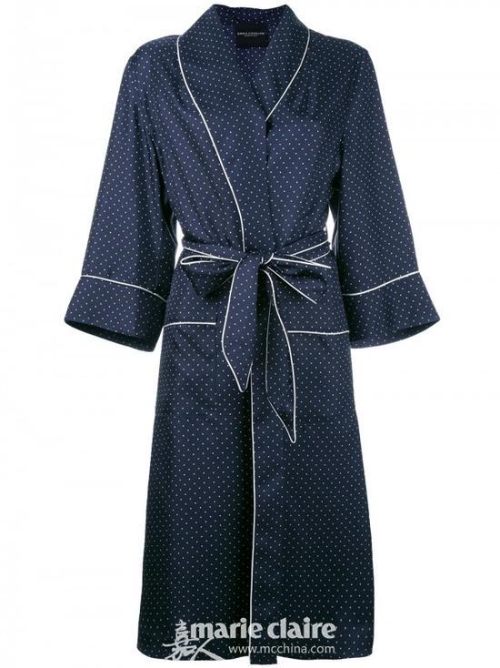 ERIKA CAVALLINI 波点对比滚边睡袍 ¥3,959