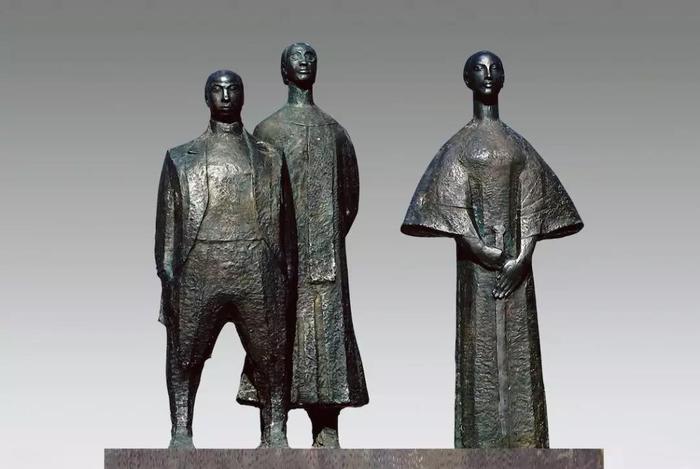 鉴湖三杰 / 曾成钢 / 140 × 75 × 135 cm / 玻璃钢(铸铜) / 1989