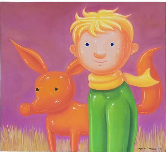 沈敬东 小王子与狐狸 (The Little Prince and the Fox )布面油画,100×110cm , 2017