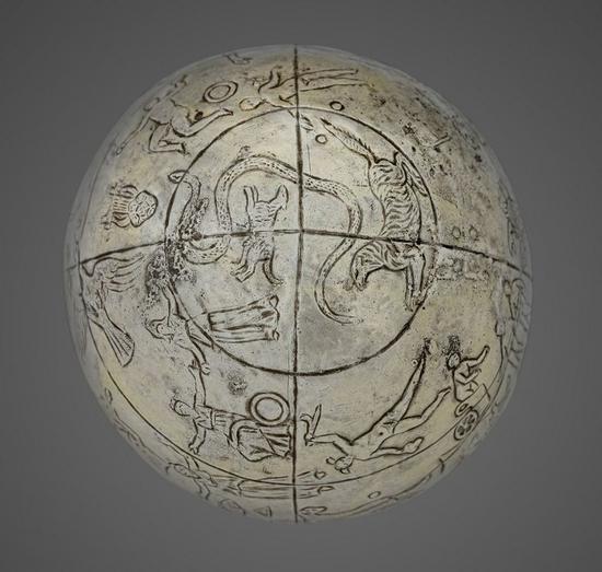 刻有星座的银质天球仪,公元前300-前100年