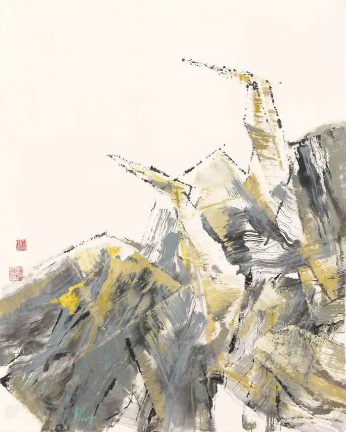 林学明《湿地-019》,纸本设色,79×64cm,2020年