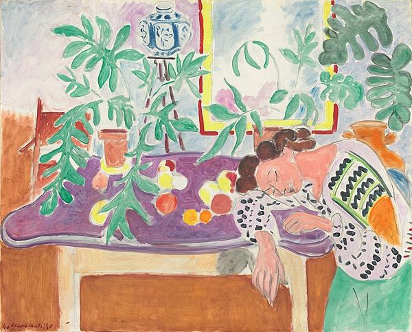 澳大利亚国家美术馆展出的马蒂斯作品《Still life with sleeping woman》