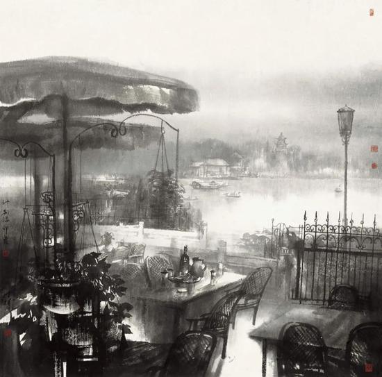 陈辉 《 什刹海印象》 125x125cm 2008年