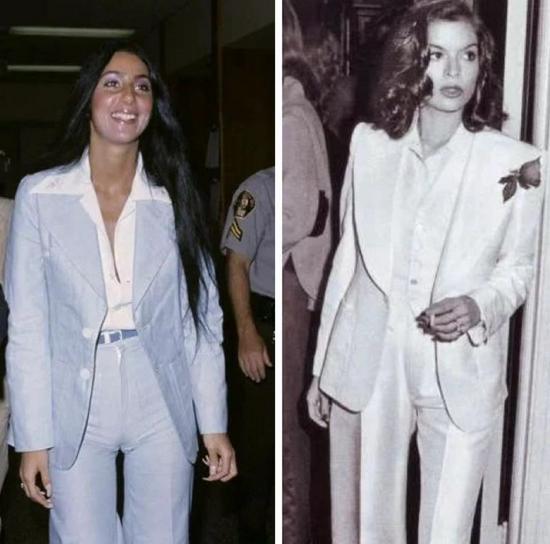 左:美国女演员、歌手Cher;右:滚石主唱Mick Jagger的妻子Bianca