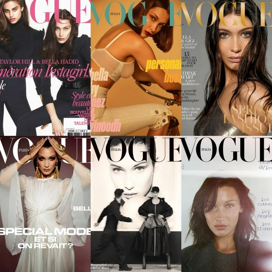 Bella Hadid法国、意大利、美国、英国版《VOGUE》封面