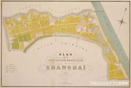 1882年的法租界全图,此时法租界已经完成第一次扩界,北界洋泾浜以北的英美租界也已合并为公共租界