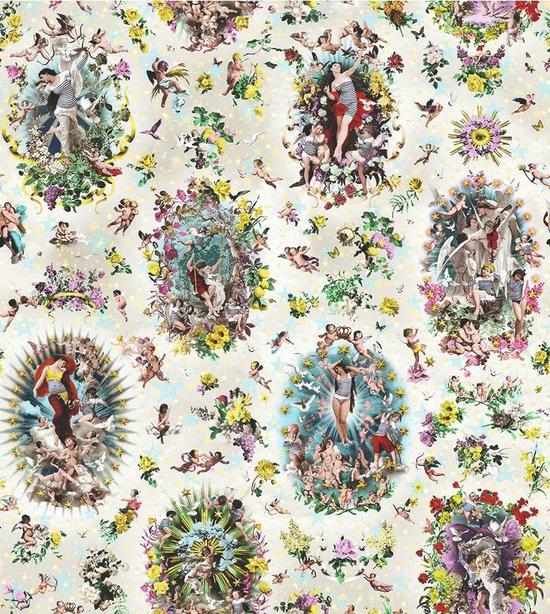 受到十八世纪 Jouy 的油画启发,Jean Paul Gaultier 为 Lelièvre 设计的壁纸 Récréation