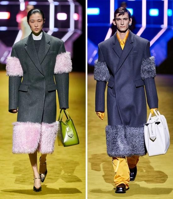 左:PRADA 2022秋冬女装,右:PRADA 2022秋冬男装