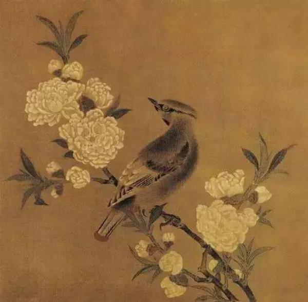《桃花山鸟图》,宋佚名, 绢本设色,23.8cm x24.4cm,台北故宫博物院。