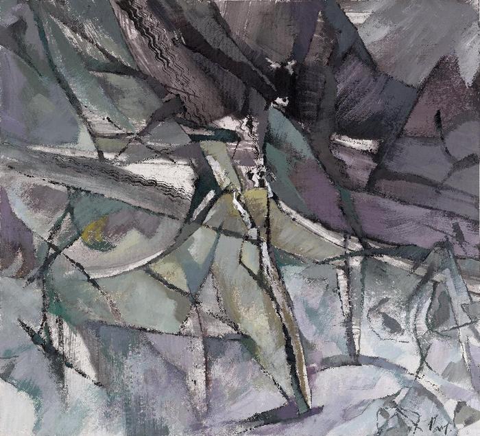 林学明《湿地-009》,纸本设色,88×97cm,2022年