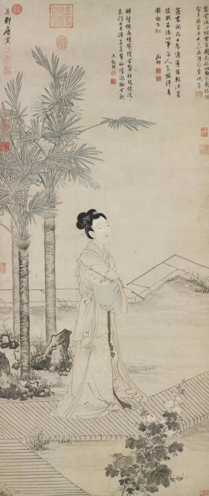 (明)唐寅《班姬团扇轴》,台北故宫博物院藏