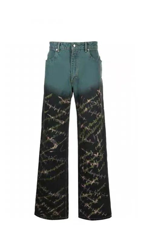 Eckhaus Latta手绘感阔腿牛仔裤3640RMB