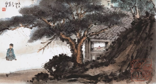 源于“叶茂中策划”微信公号,坐忘清景曛 纸本 设色 15×27cm 2019 年