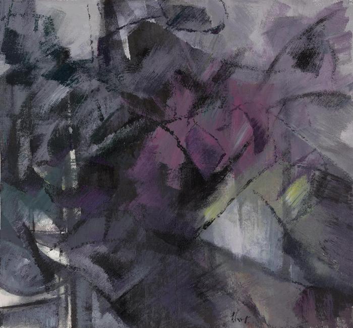 林学明《湿地-015》,纸本设色,90×97cm,2022年